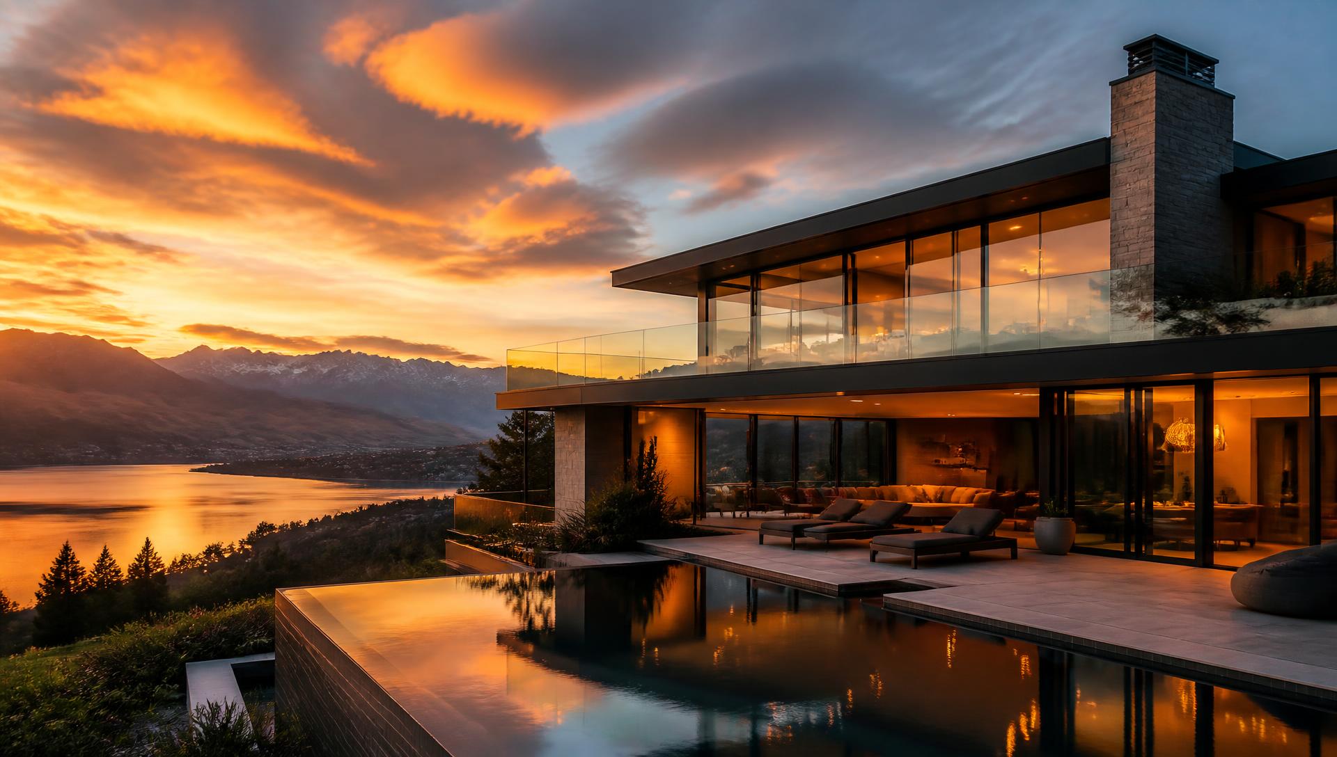 Trinity Real Estate home above Lake Taupo at golden hour